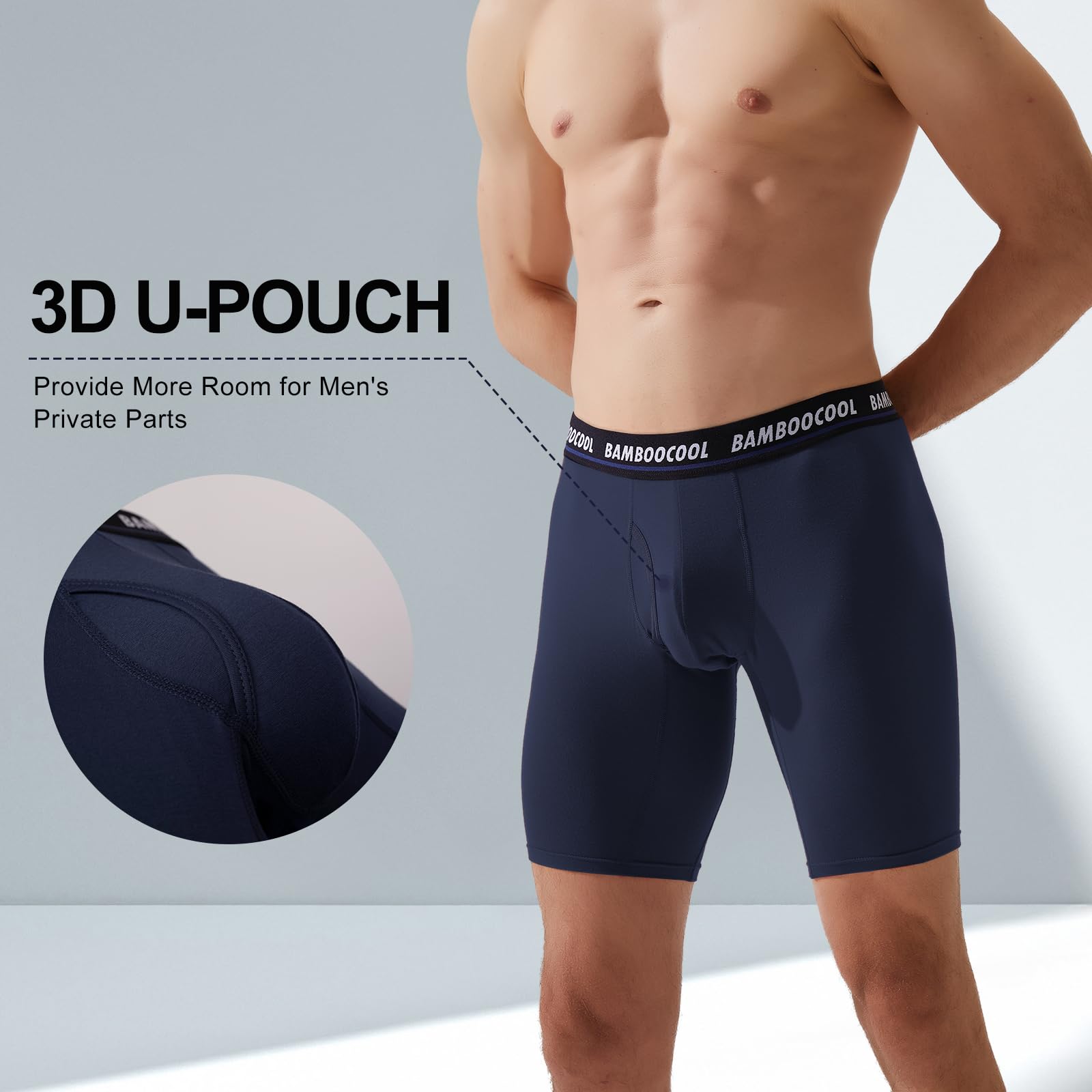 BAMBOO COOL Men's Long Boxer Briefs Performance Long Leg Sports Boxer Brief Underwear MultiPack - Medaid International