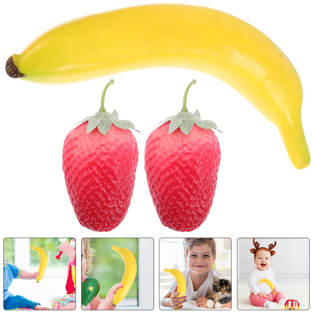 3pcs Sand Hammer Banana Strawberry Children Maracas Musical Sand Shaker Noisemaker Early Education Musical Instruments for Children or Newborn - Medaid International