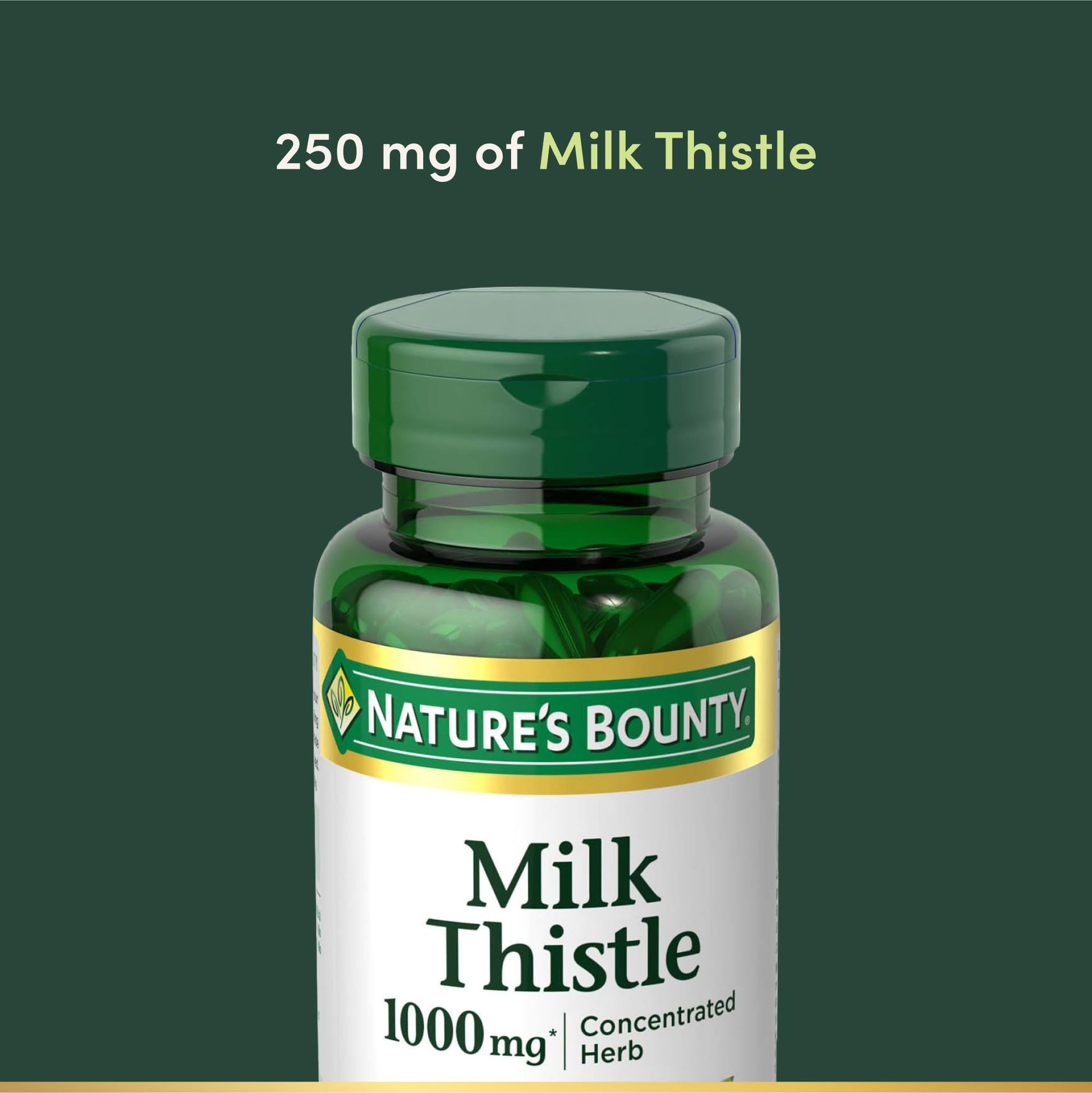 Nature's Bounty Milk Thistle 1000mg, Herbal Health Supplement, Daily Supplement, Gluten Free, Rapid Release Softgels, 50 Ct - Medaid International