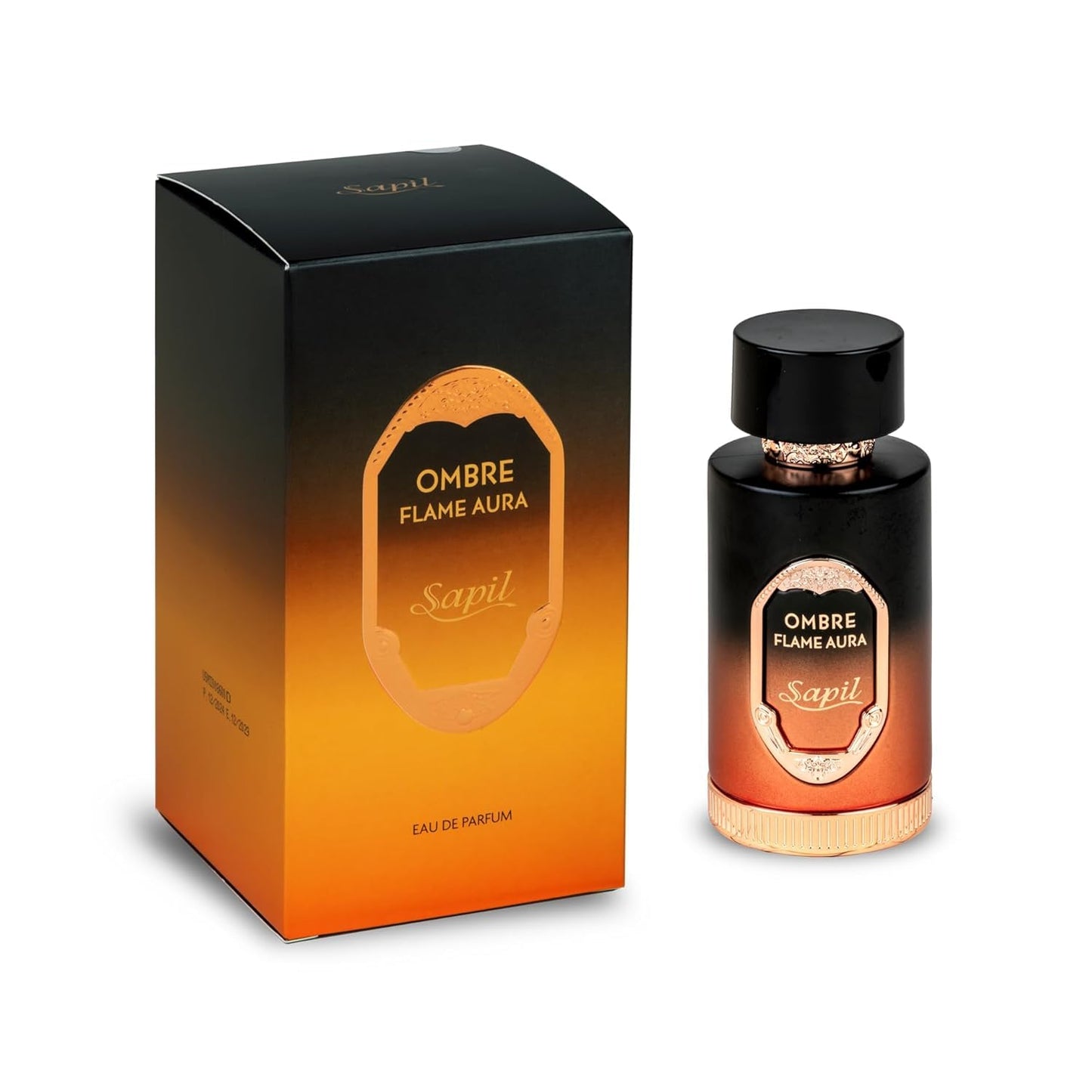 Sapil Ombre Flame Aura Unisex Eau De Parfum - Spiced Oud, Vanilla, Tonka & Amber - Long-Lasting Warm Woody Perfume - 3.38 oz - Medaid International