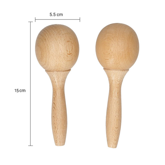 Beech Wood Maraca Pair Rumba Shaker Rattles Percussion Instrument for Kids Children Musical Durable Smooth Comfortable Lightweight Easy to Hold Play Party Festival Classroom Event - Medaid International