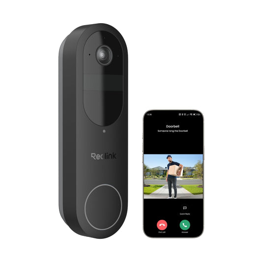 REOLINK Wireless 2K Battery Video Doorbell Camera, 150°x150° Head-to-Toe View, 2.4/5 GHz WiFi, Battery or Wired Power Options, Two-Way Talk, Person/Vehicle/Package Detection(Chime not Included) - Medaid International