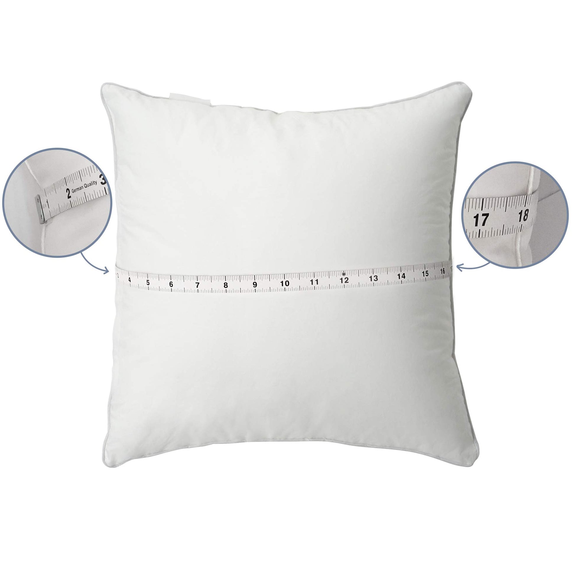 Leeden 18 x 18 Pillow Inserts (Set of 2) - Throw Pillow Inserts with 100% Cotton Cover - 18 Inch Square Decorative Pillows for Sofa, Couch, Bed and Home Decor - Medaid International