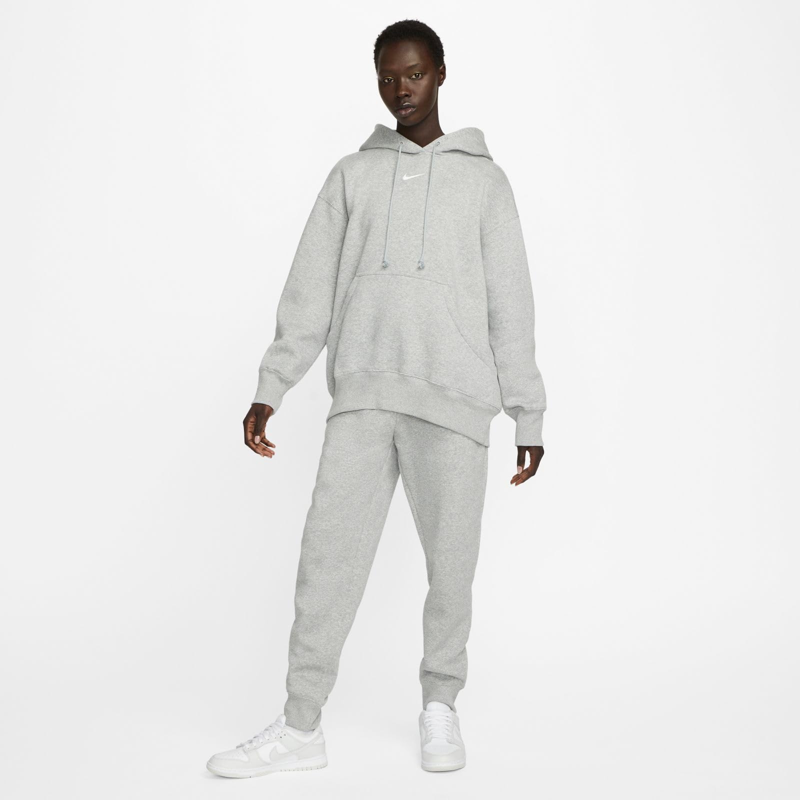 Nike, Women's, Sportswear Phoenix Fleece Oversized Pullover Hoodie, Dark Grey Heather/Sail, M - Medaid International