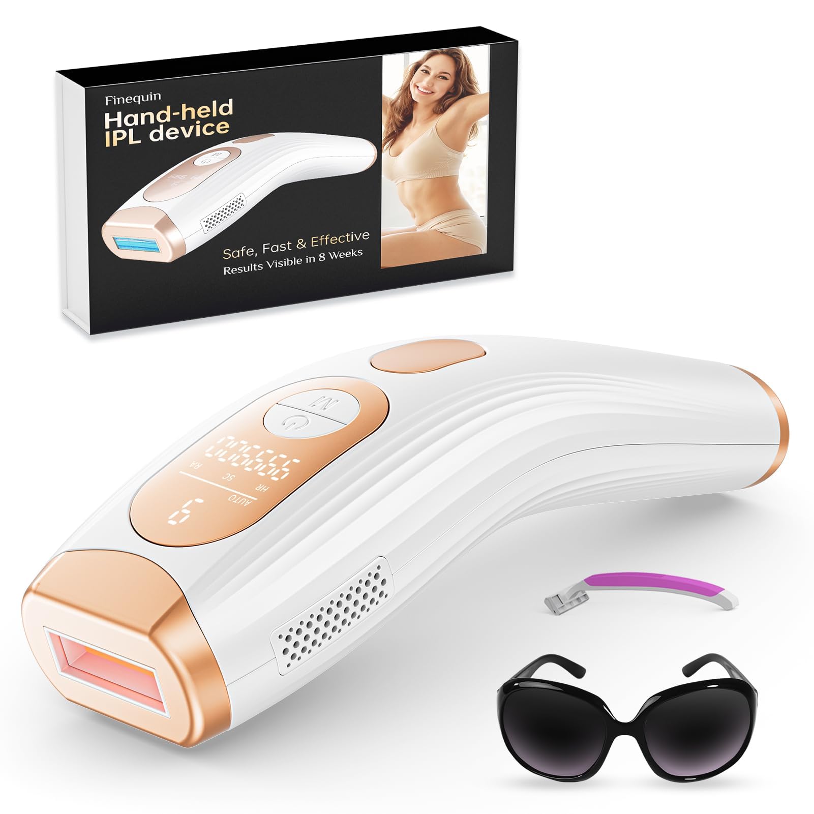 Finequin Laser Hair Removal, IPL Laser Hair Removal for Women and Men Permanent, Hair Removal Device with 3.0 IPL Red Light Wave, Home Laser Hair Removal Device for Facial Legs Armpits Bikini Body Use - Medaid International