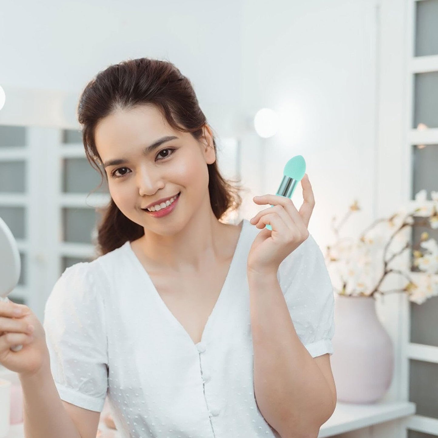 Beaupretty Beauty Pen Set - 3Pcs Mushroom Concealer Sponge Brush Set for Makeup Application Portable Compact Design for Travel Green - Medaid International