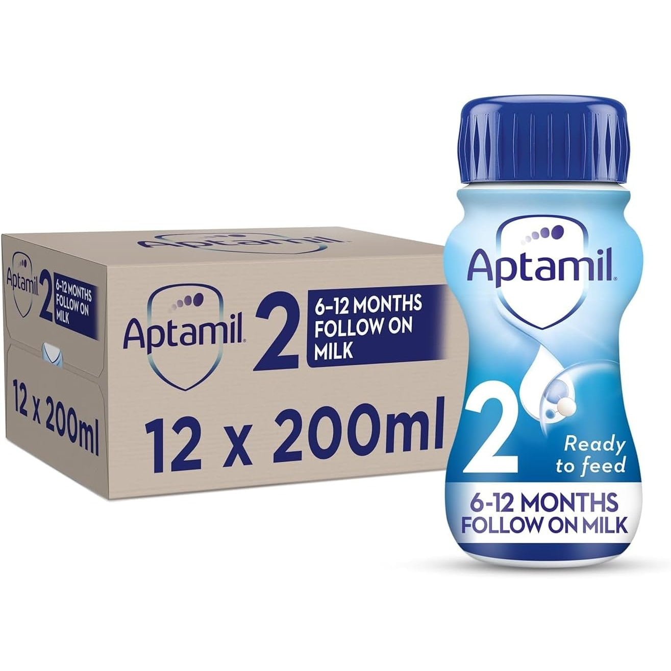 Aptamil 2 Follow On Baby Milk Ready to Use Liquid Formula, 6-12 Months, 200 ml, (Pack of 18) - Medaid - Lebanon