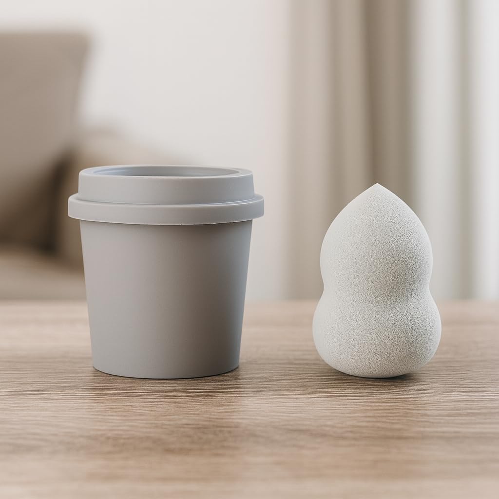 Travel Beauty Blender Sponge with Case - Soft, Compact, and Perfect for Flawless On-the-Go Makeup (GRAY) - Medaid International