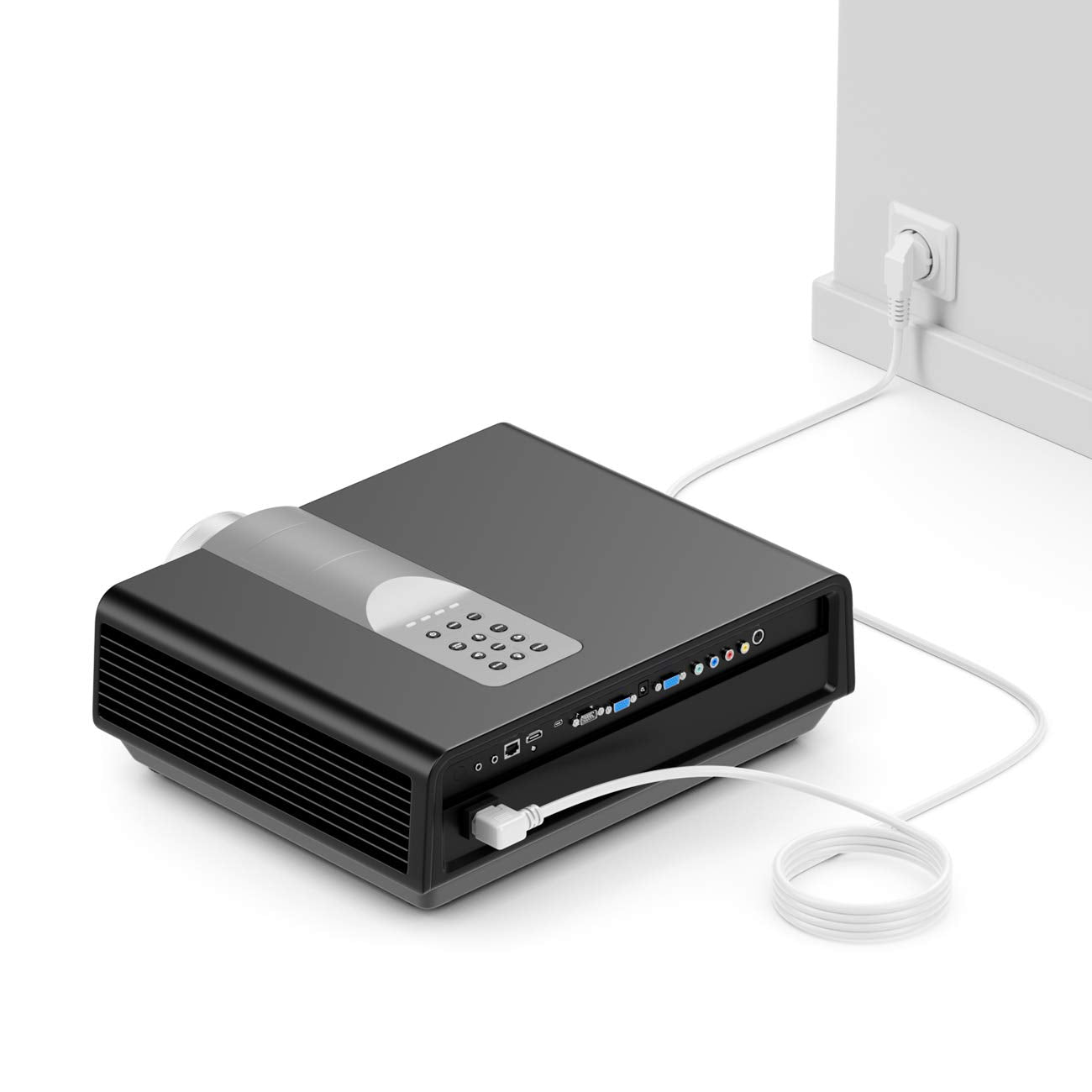 deleyCON 10m Câble d'alimentation Contact de Protection Fiche Type F (CEE 7/4) 90° Coudée au Connecteur d'alimentation C13 Femelle 90° Coudée à Droite pour PC Moniteur Ordinateur Beamer - Blanc - Medaid International