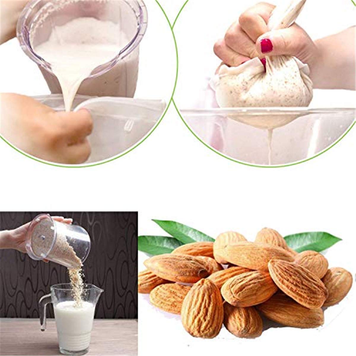 2 Pcs Pro Quality Nut Milk Bag - Big 10"X12" Commercial Grade - Reusable Almond Milk Bag & All Purpose Food Strainer - Fine Mesh Nylon Cheesecloth & Cold Brew Coffee Filter - Medaid International