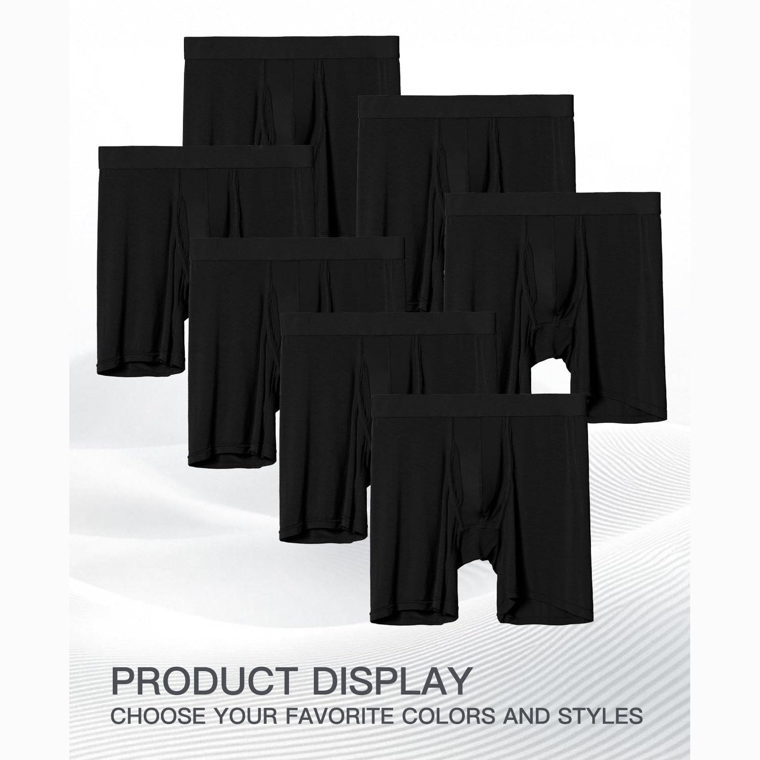 youlehe Men's Underwear Soft Rayon Boxer Briefs Stretch Trunks Pack (as1, alpha, l, regular, regular, 7 Pack(Black)-Open Fly-018) - Medaid International