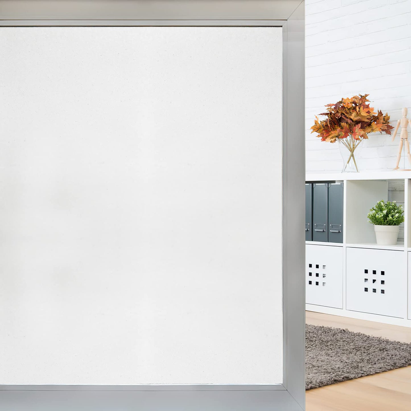 Arthome Privacy Window Films,35.4 x 100 inches PVC Glass Film Frosted No Glue Self Static Cling UV Blocking for Bathroom Living Room Bedroom Kitchen Office Home (90 x 254 CM, AH017W) - Medaid International