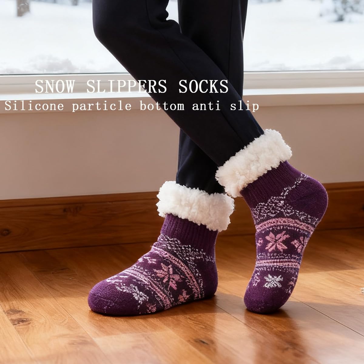 Cabin Socks,Slipper Fleece Lined Socks,Winter Warm Fuzzy Indoor Christmas Gifts Sock,Ultra Soft Christmas Winter Non Skid - Medaid International