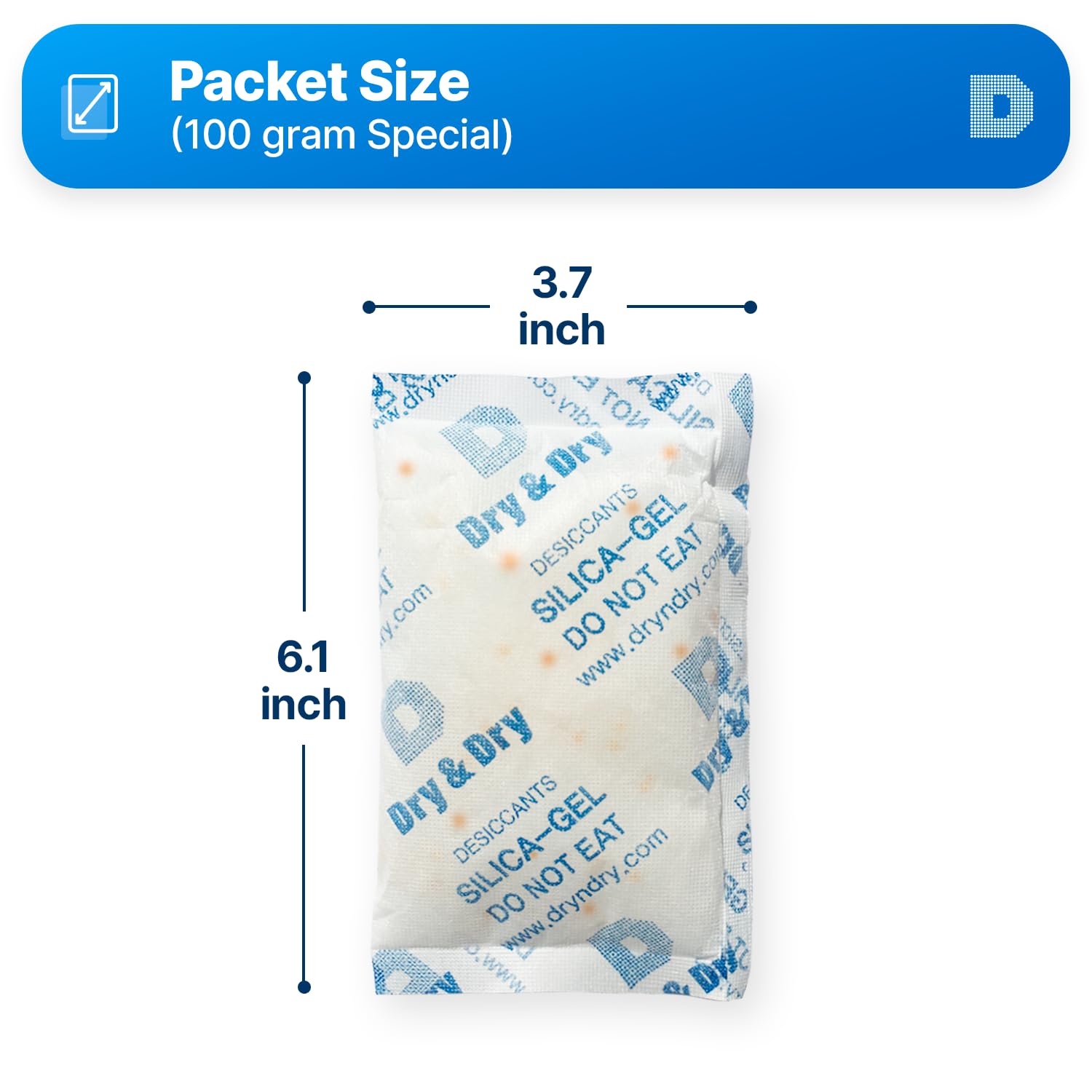 Dry & Dry Orange Indicating(Orange to Dark Green) Mixed Silica Gel Packets - Food Safe Rechargeable Silica Desiccants Gel Packs - 5 Packs (100 Gram) - Medaid International