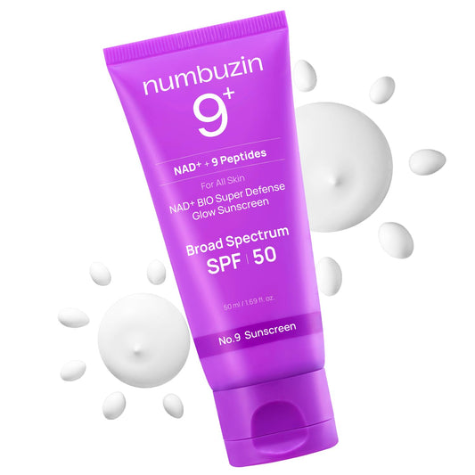 numbuzin No.9 Sunscreen | Super Defense Glow Sunscreen | Broad Spectrum SPF 50 | For All Skin Types & Skin Tones | Glowing, Dewy Finish, Water-Resistant | No White Cast, Korean Skincare | 1.69 fl. oz. - Medaid International