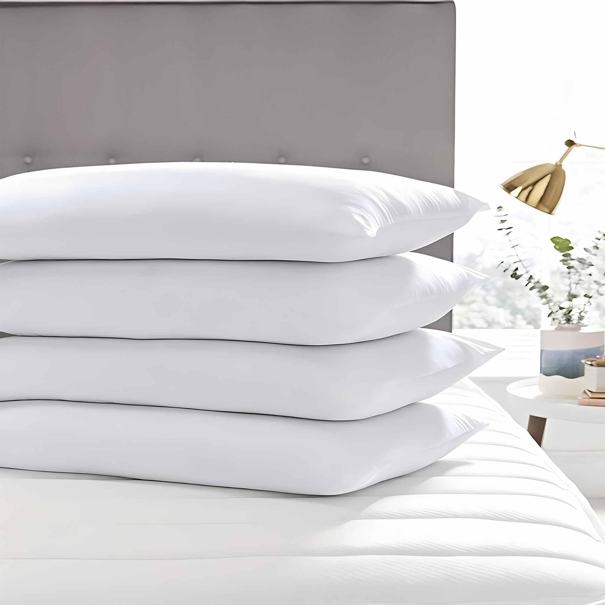 Ultra Thin Flat Soft Bed Pillows Standard Size Set of 2 Pack for Sleeping 20"x26", Hypoallergenic Skin Friendly Machine Washable - Medaid International