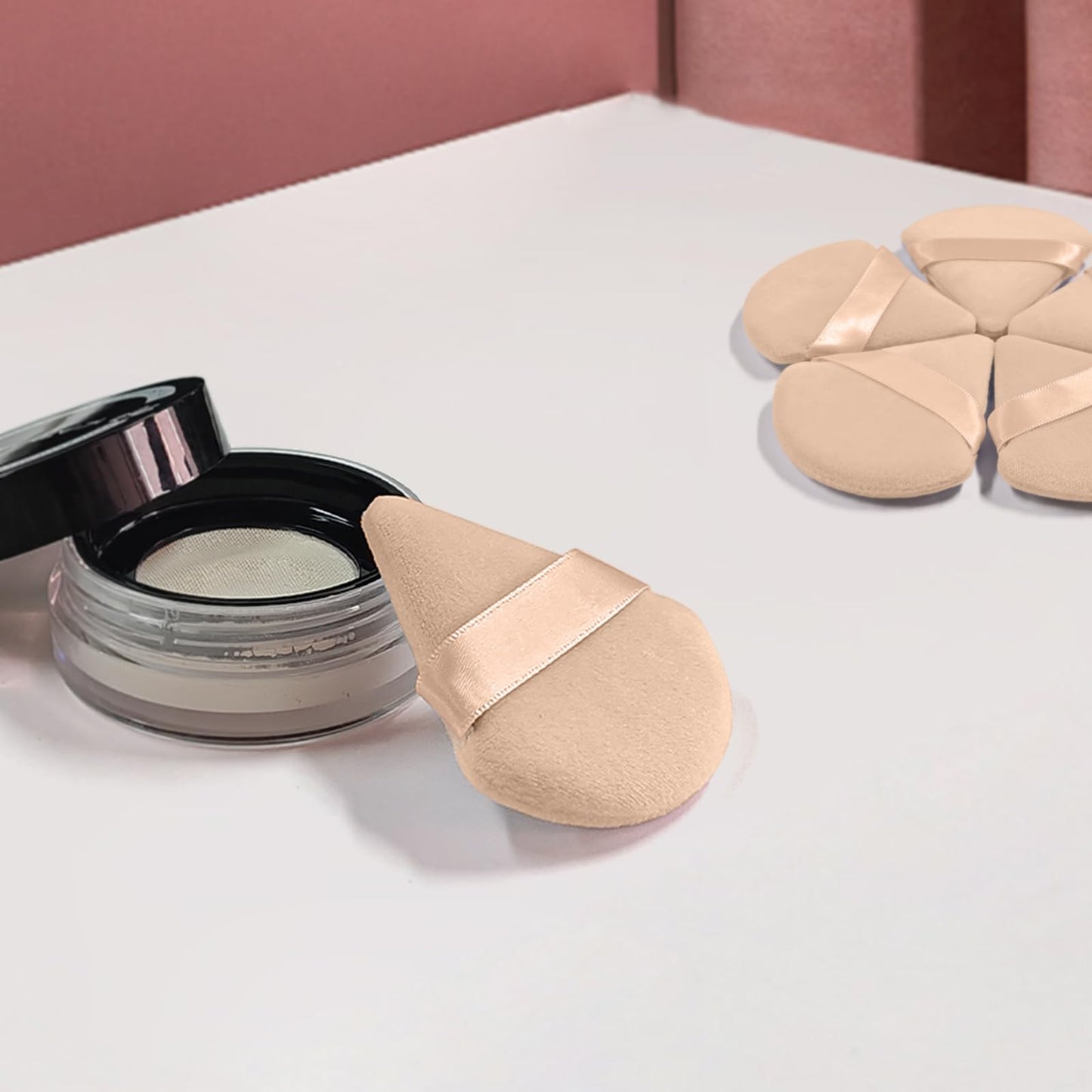 6 Pcs Powder Puff Face Soft Triangle Makeup Puff Velour Makeup Sponge Beauty Blender for Loose Powder - Skin color - Medaid International