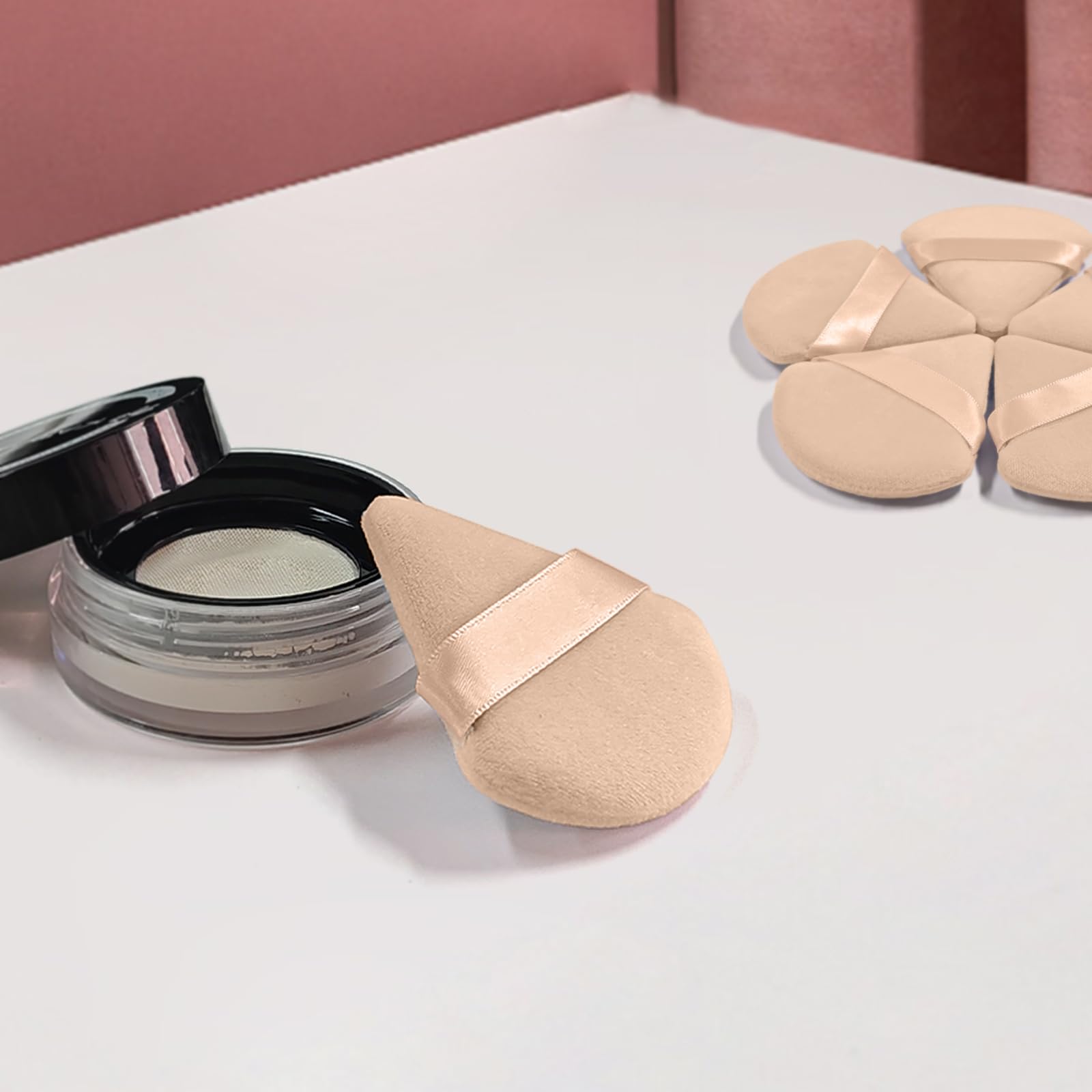 6 Pcs Powder Puff Face Soft Triangle Makeup Puff Velour Makeup Sponge Beauty Blender for Loose Powder - Skin color - Medaid International