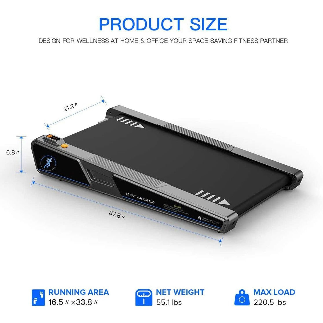 COOLBABY Walking Pad Smallest Under Desk Treadmill Walking Pad For Office & Home,100kg-Max Bearing - Medaid International