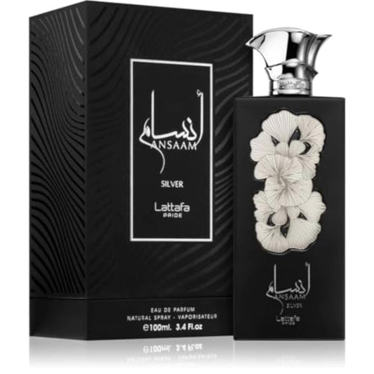 Lattafa Ansaam Silver Eau De Parfum Spray for Unisex, 3.4 Ounce - Medaid International