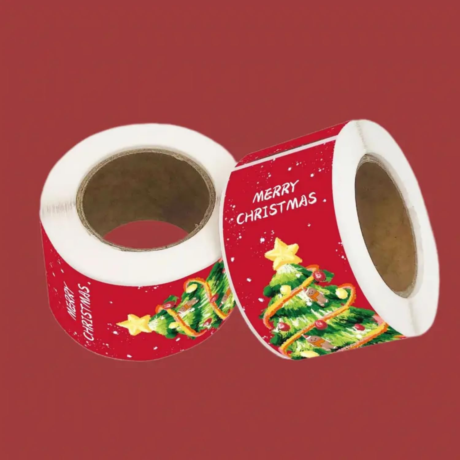 150psc Christmas Sealing Stickers Matte Adhesive Seals with Festive Tree for Gift Wrapping, Greeting Cards and Envelopes, Red - Medaid International