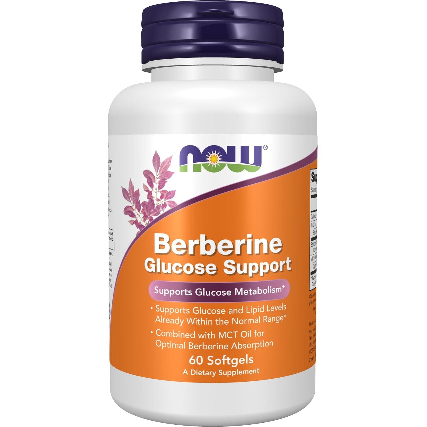 NOW Supplements, Berberine Glucose Support, Combined with MCT Oil for Optimal Berberine Absorption, 60 Softgels - Medaid International