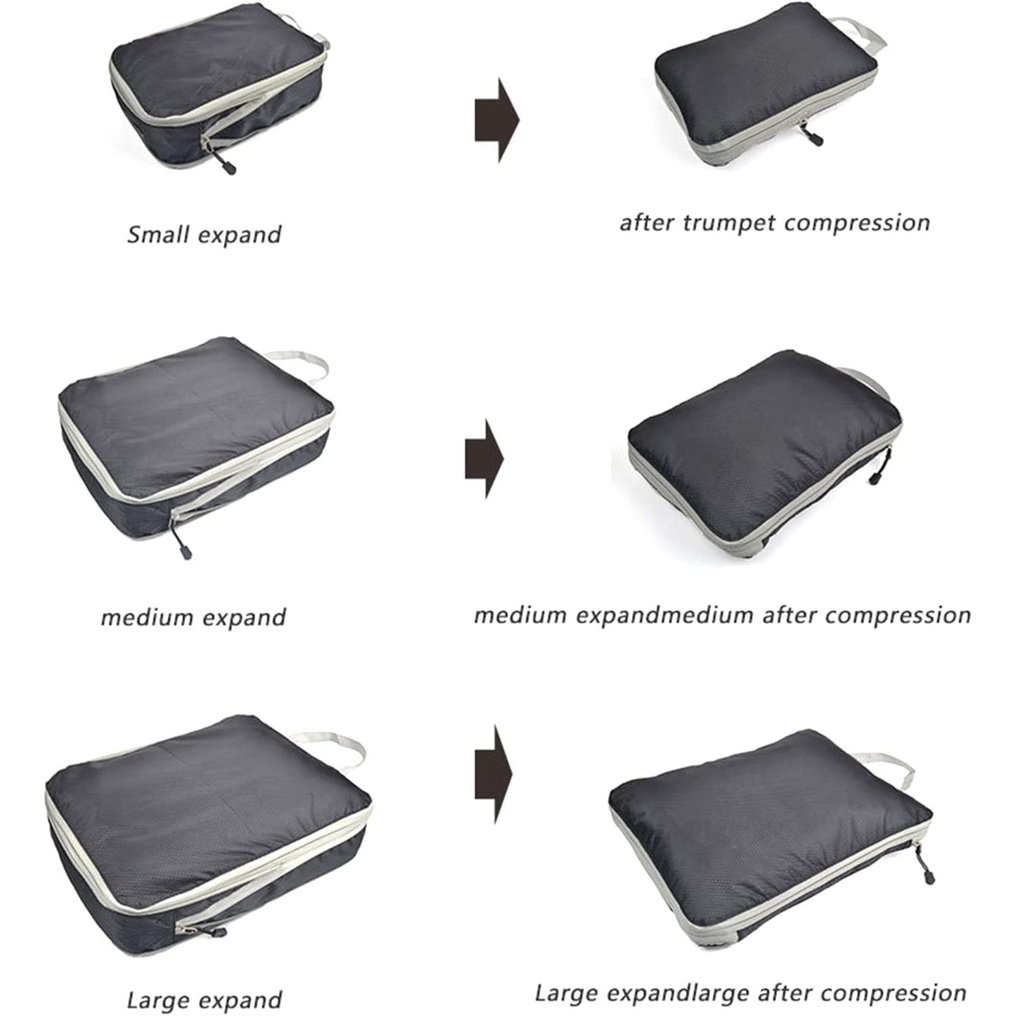 Reheyre - Travel Storage Bag Packing Cubes for Travel, Waterproof Zipper Closure Nylon Travel Suitcase Clothes Pants Organizer Pouch Lightweight Luggage Storage Bag Black L