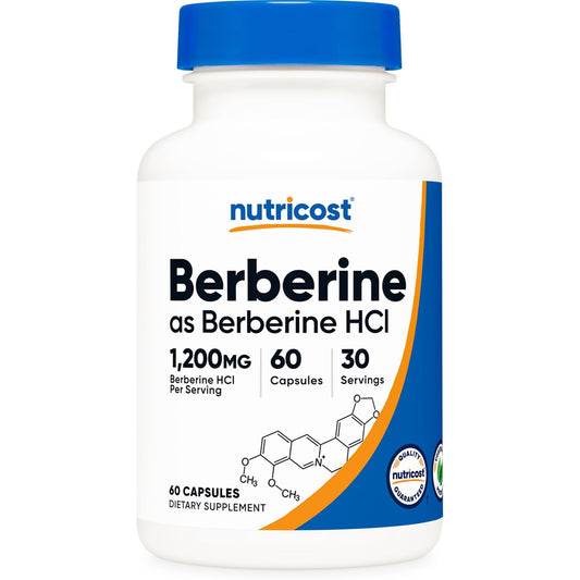 Nutricost Berberine HCl 1200mg , 60 Vegetarian Capsules - Gluten Free & Non-GMO - Medaid International