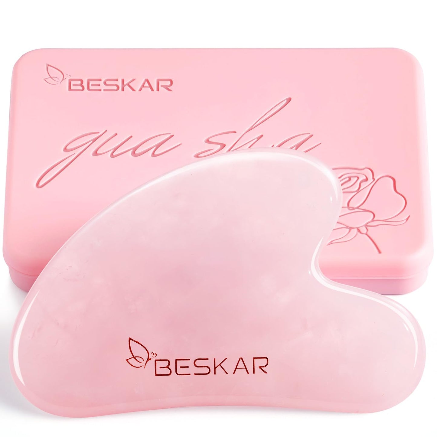 BESKAR Gua Sha Facial Tools, Natural Jade Stone Guasha Massager for Jawline Sculpting, Tighten Face Skin and Reduce Wrinkles, Face Eyes Body Neck Massage Tool, Skin Care Gift - Medaid International