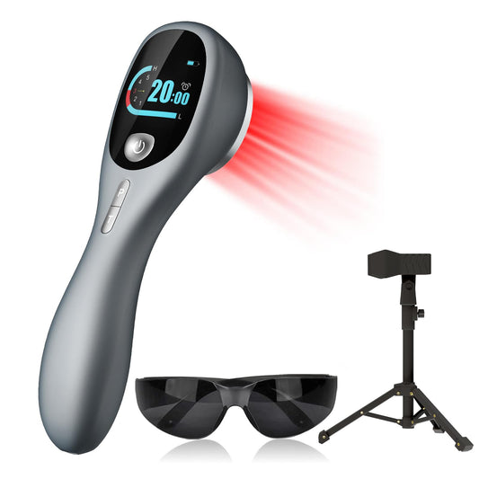 Handheld Red Light Therapy with Stand, Infrared Light Therapy Device for Body, Portable Cold Red Light Machine for Muscle and Joint Pain(4 * 808nm+14 * 650nm) - Medaid International