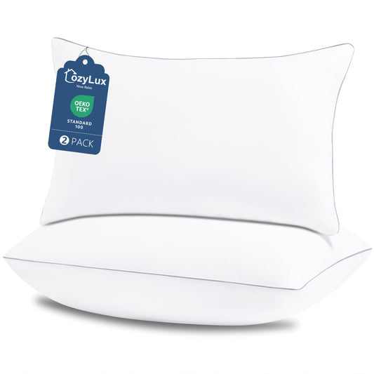 CozyLux Pillows Queen Size Set of 2, Hotel Quality Bed Pillows for Sleeping 2 Pack, Cooling Pillows for Side Back and Stomach Sleepers, Down Alternative Luxury Soft Supportive Fluffy Pillows (18x28) - Medaid International