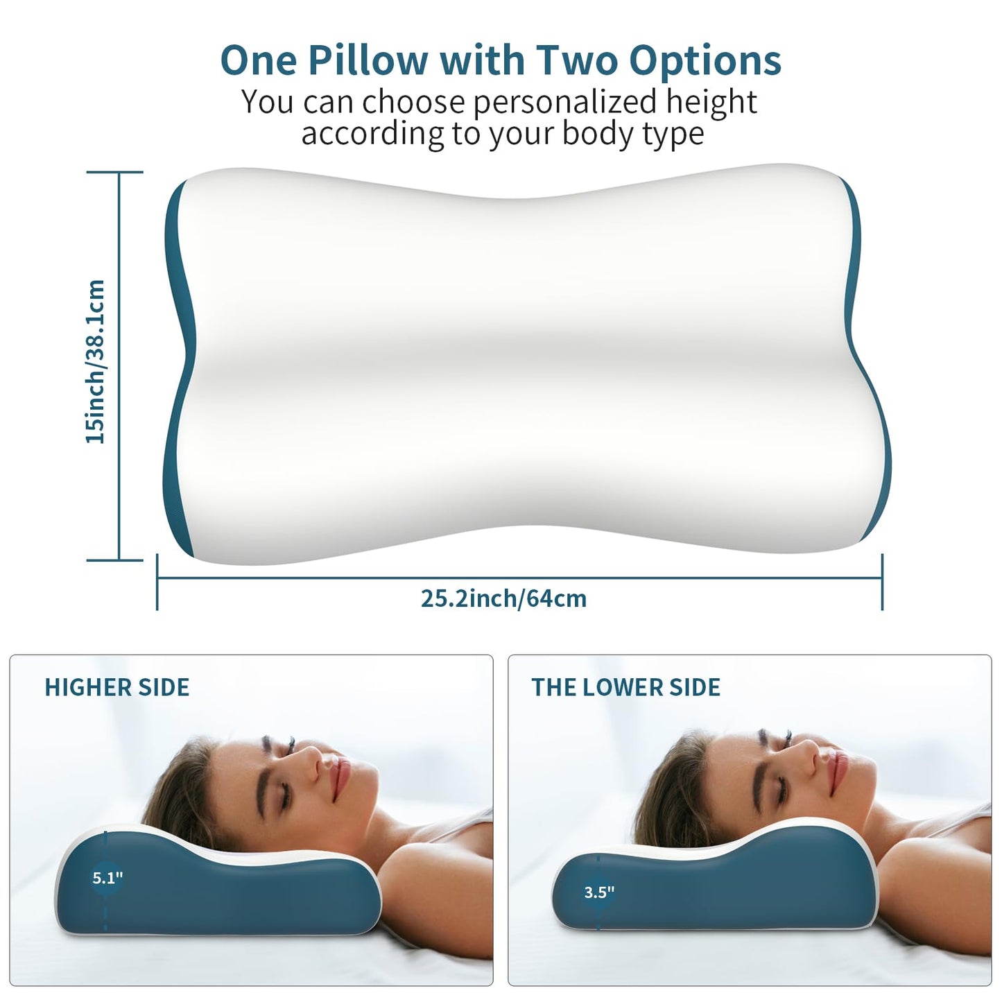 Cervical Neck Pillow for Pain Relief, Contour Memory Foam Pillows for Sleeping, Ergonomic Pillow Orthopedic Cooling Pillow Bed Pillow Neck Support for Side Back Stomach Sleepers - Medaid International