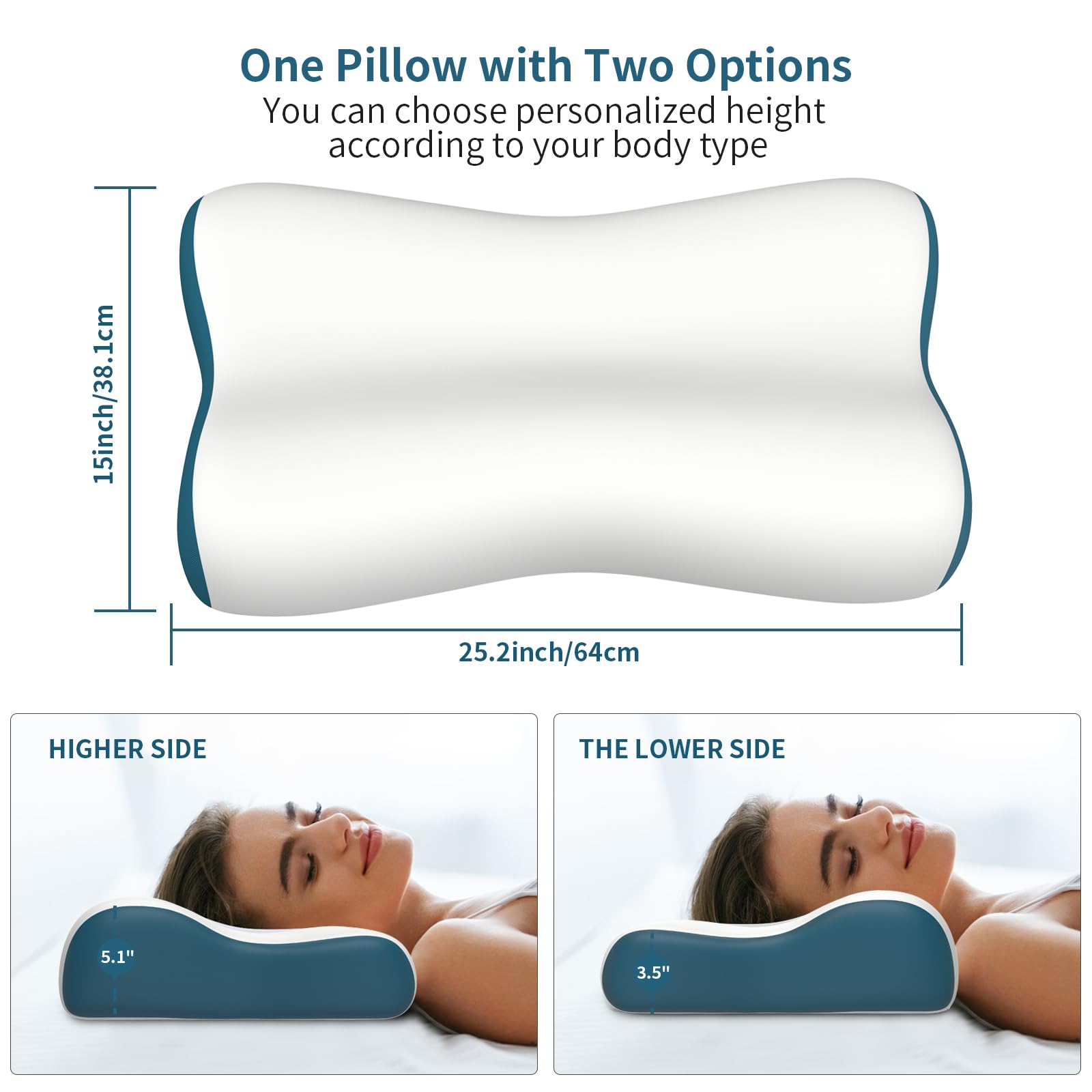 Cervical Neck Pillow for Pain Relief, Contour Memory Foam Pillows for Sleeping, Ergonomic Pillow Orthopedic Cooling Pillow Bed Pillow Neck Support for Side Back Stomach Sleepers - Medaid International