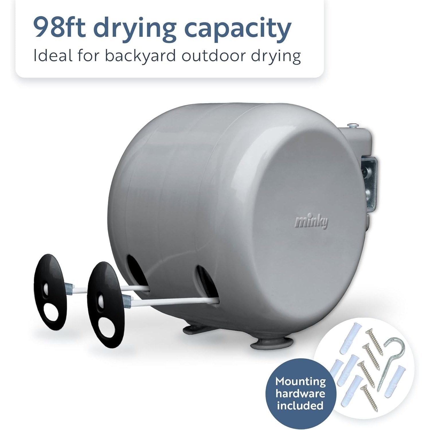 Minky Retractable Duo Reel Washing Line, Grey, 2x15m, packaging