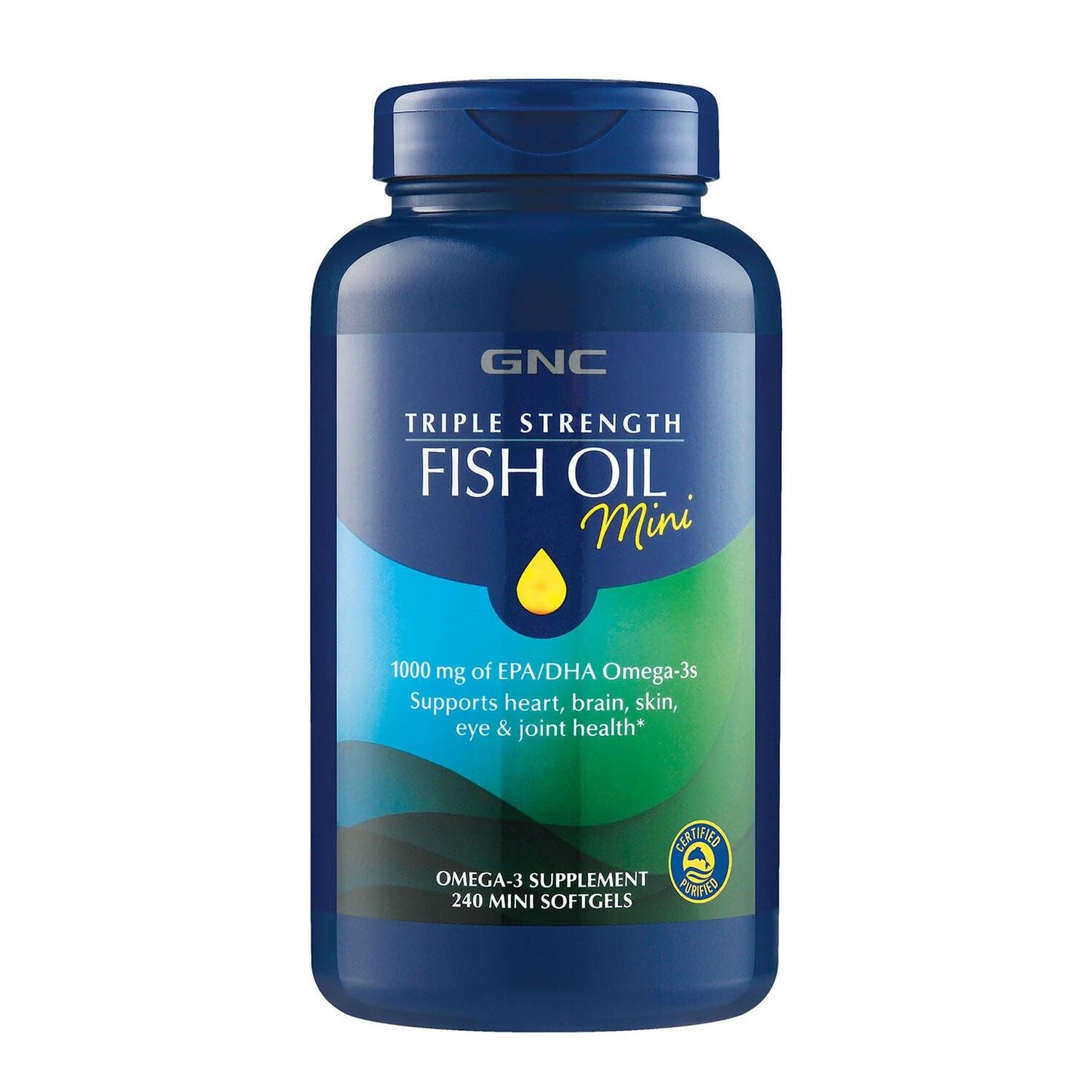 GNC Triple Strength Fish Oil Mini Omega 3 Supplement, 1000mg EPA and DHA, Supports Heart, Brain, Skin, Eye and Joint Health, 240 Mini Softgels - Medaid International