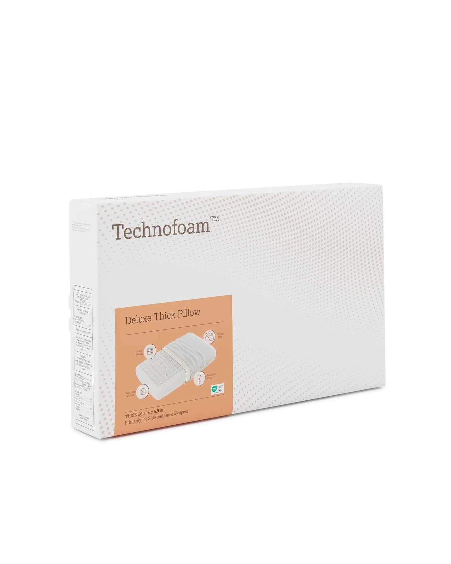 TechnoFoam 26x16 Deluxe Thick Memory Foam Pillow - Gel-Infused Cooling Technology for Side & Back Sleepers, Ergonomic Neck & Spinal Alignment, 5.5 Inch Height (Deluxe Thick Queen(U.S. Standard)) - Medaid International