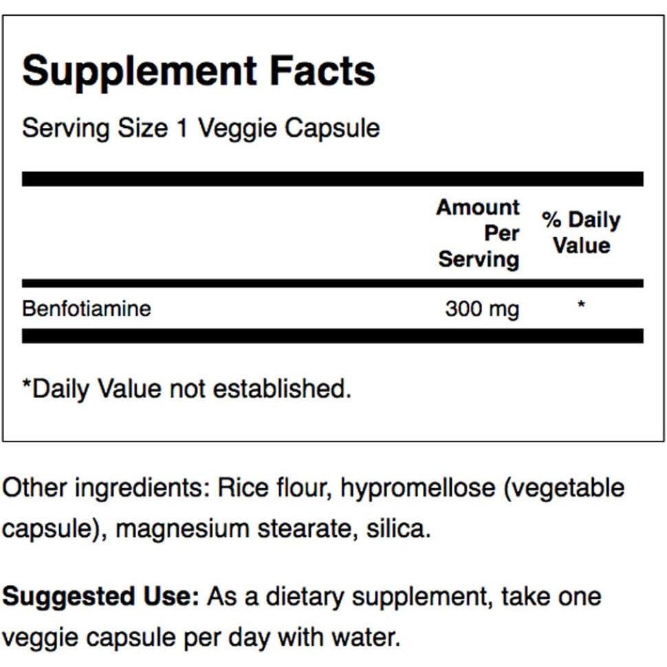 Swanson, Benfotiamine, High Potency, 300 mg, 60 Capsules - Medaid International