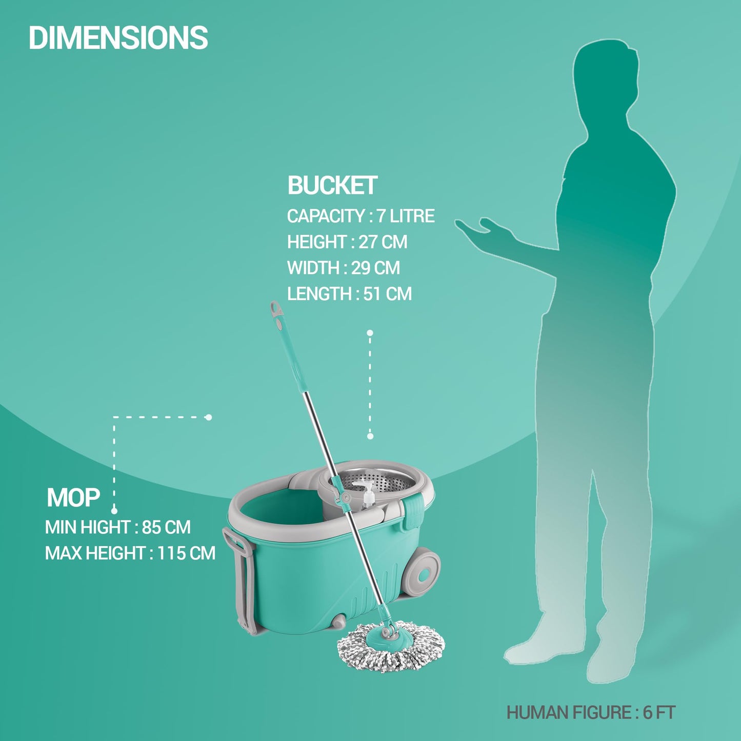 Spotzero Spin Mop and Bucket with Wringer Set and Wheels, 360 Spinning Mops System with 2 Microfiber Refills and Extendable Handle, Floor Cleaning System for Home by Milton (mapa para limpiar el piso) - Medaid International