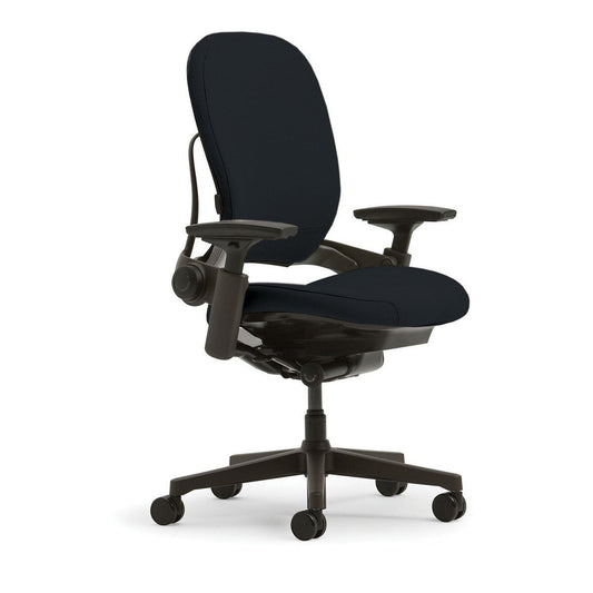 Steelcase Leap Plus Desk Chair in Buzz2 Black Fabric - 500 lb Weight Capacity - 4-Way Highly Adjustable Arms - Platinum Frame and Base - Soft Dual Wheel Hard Floor Casters - Medaid International