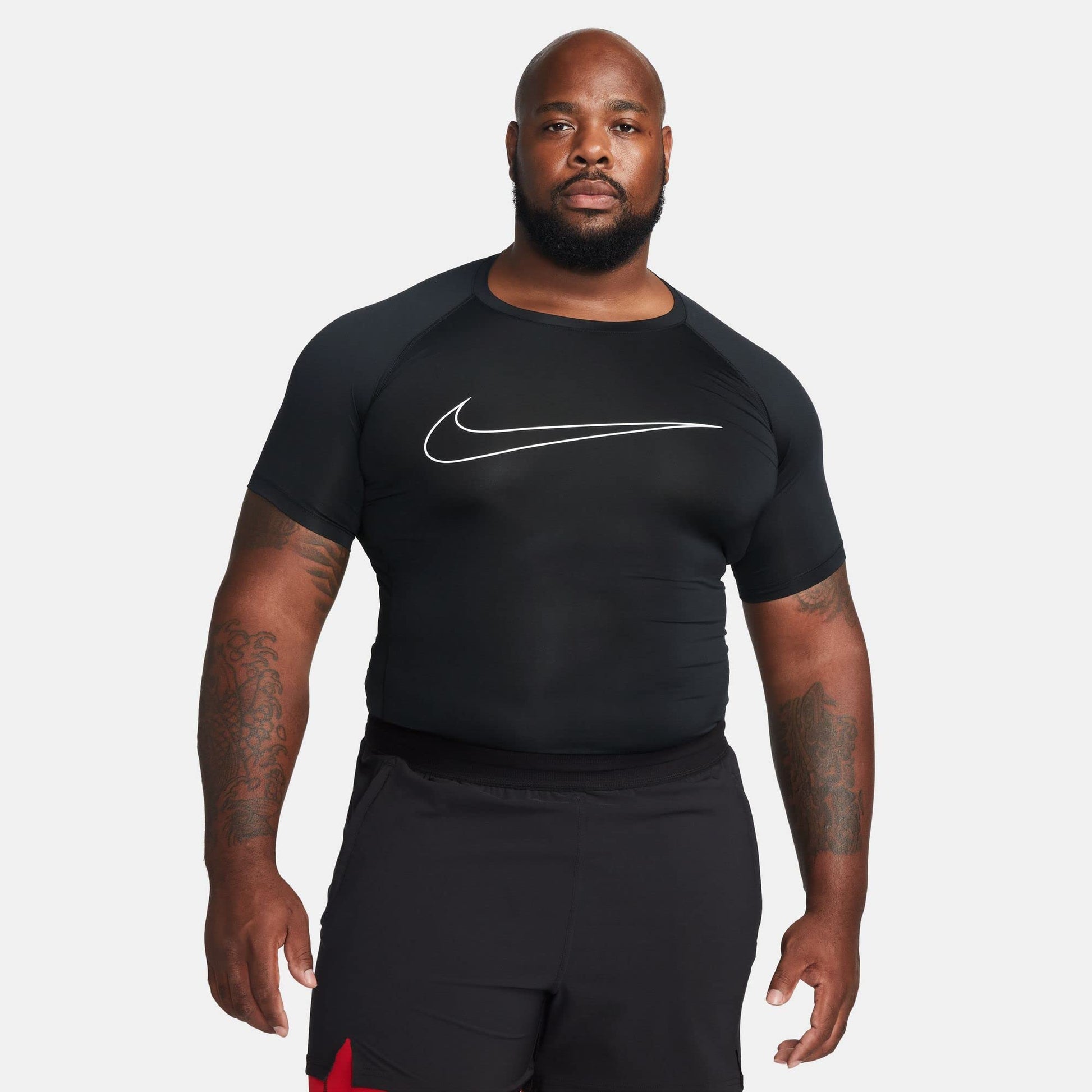Nike Pro Dri-FIT Men's Tight Fit Short-Sleeve Top (as1, Alpha, l, Regular, Regular, Black/White) - Medaid International