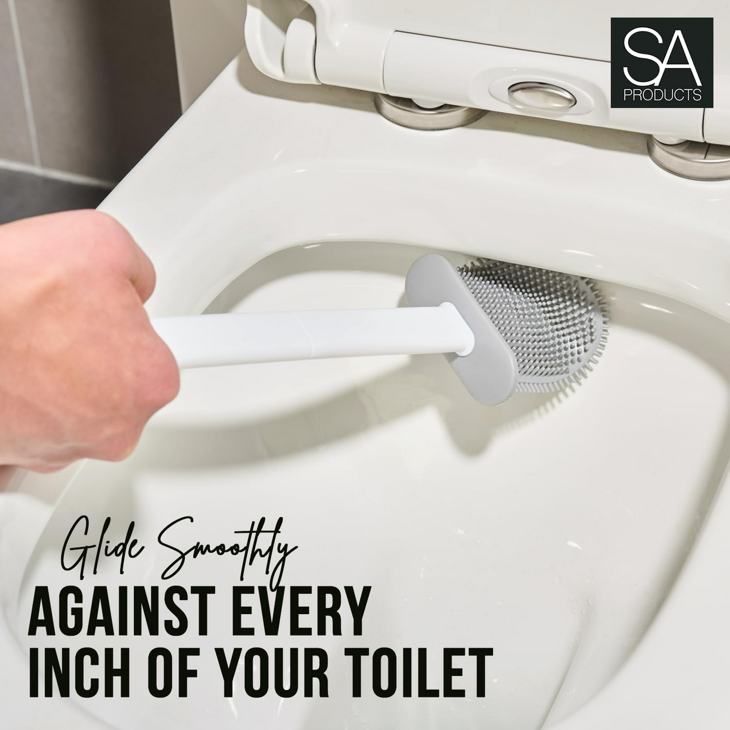 Silicone Toilet Brush Set - Bendable Deep Cleaning Feature - Medaid International