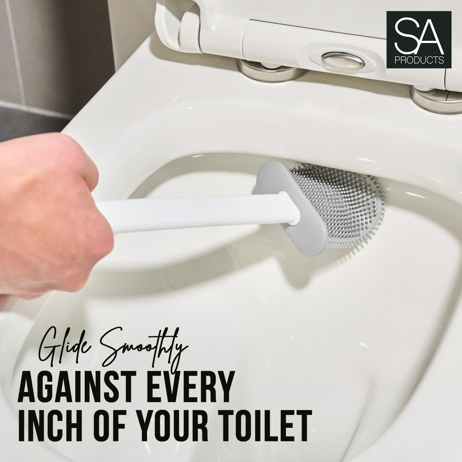 Silicone Toilet Brush Set - Bendable Deep Cleaning Feature - Medaid International