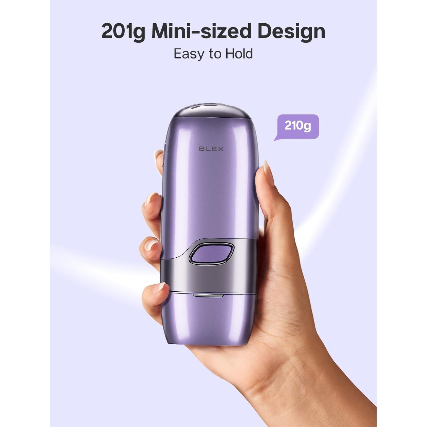 Blex Mini Laser Hair Removal for Women and Men, IPL Laser Hair Removal Device, 201g Mini-Sized Design, 2 in 1 with Skin Rejuvenation, Painless at-Home Hair Remover, Purple - Medaid International