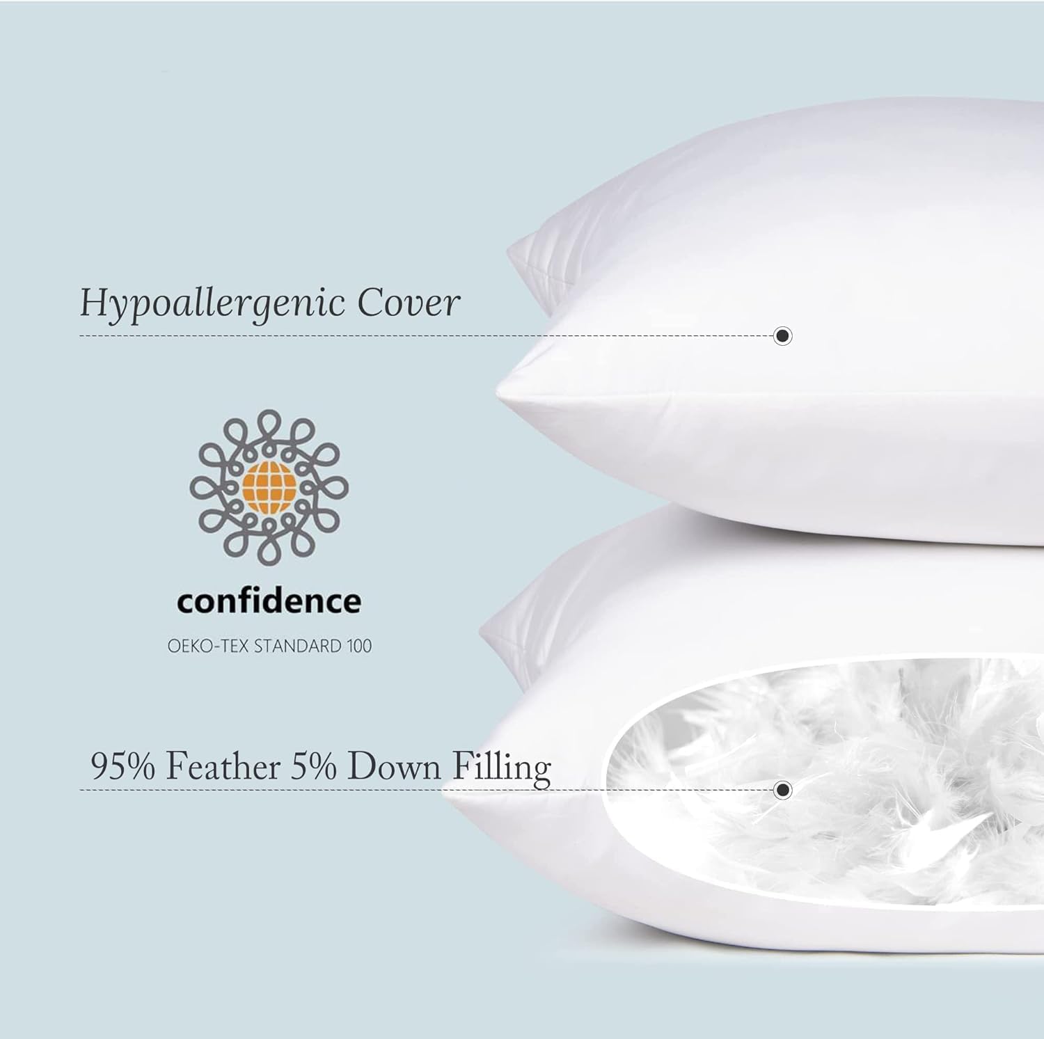 puredown® 18 x 18 Decorative Feather Down Throw Pillow Inserts (Set of 2, White) for Sofa, Couch, Bed, Machine Washable - Medaid International