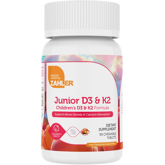 Zahler - Junior Vitamin D3 + K2 Chewable Tablets for Kids| Vitamin D for Kids 2000 IU | Delicious Vitamin D K2 Chews to Support Healthy Bones & Teeth - Kosher, Less Sugar Than Gummies (90 Count) - Medaid International
