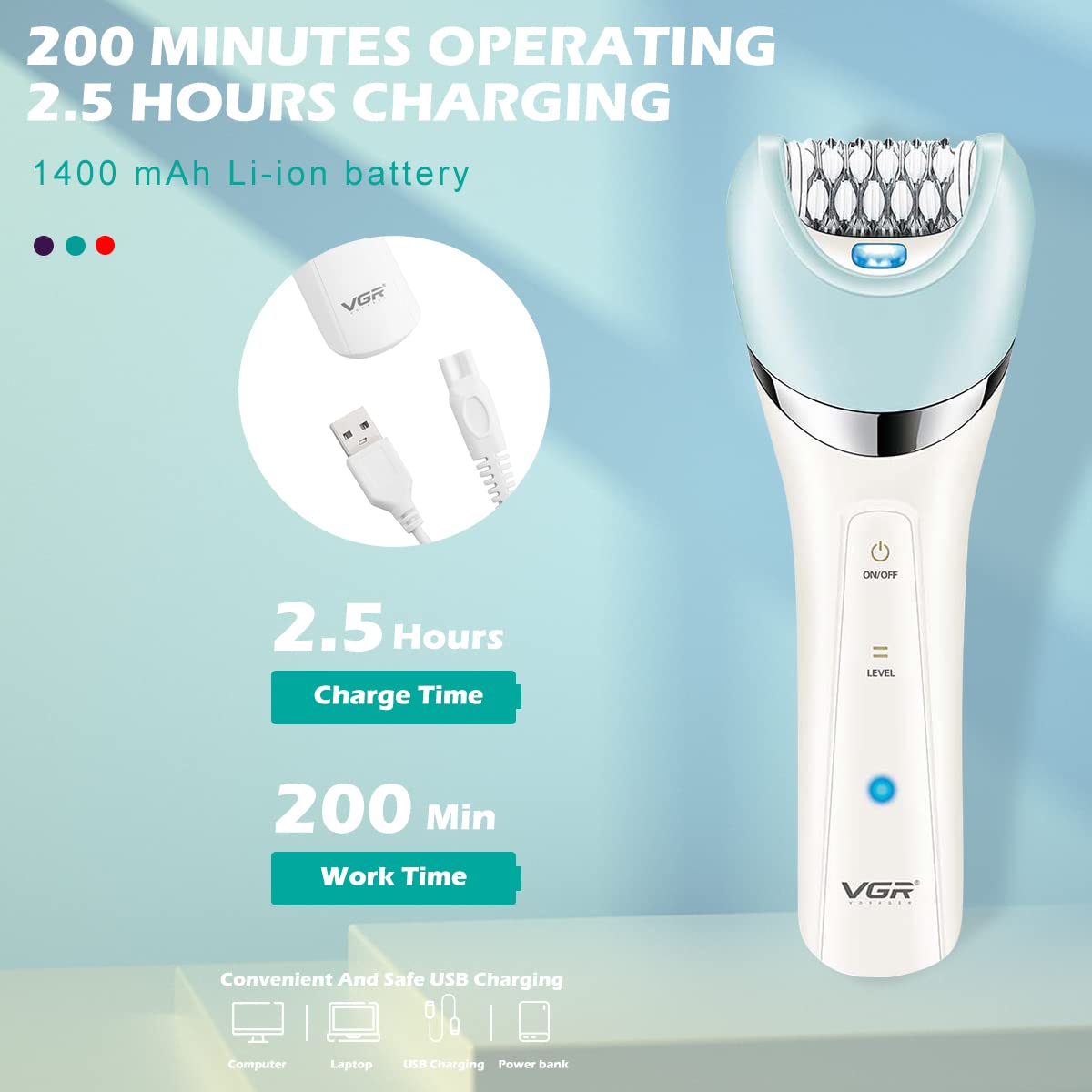 VGR V703 5-in-1 Women‚Äôs Grooming Kit ‚Äì Shaver, Trimmer, Facial & Body Massager | Waterproof - Medaid International