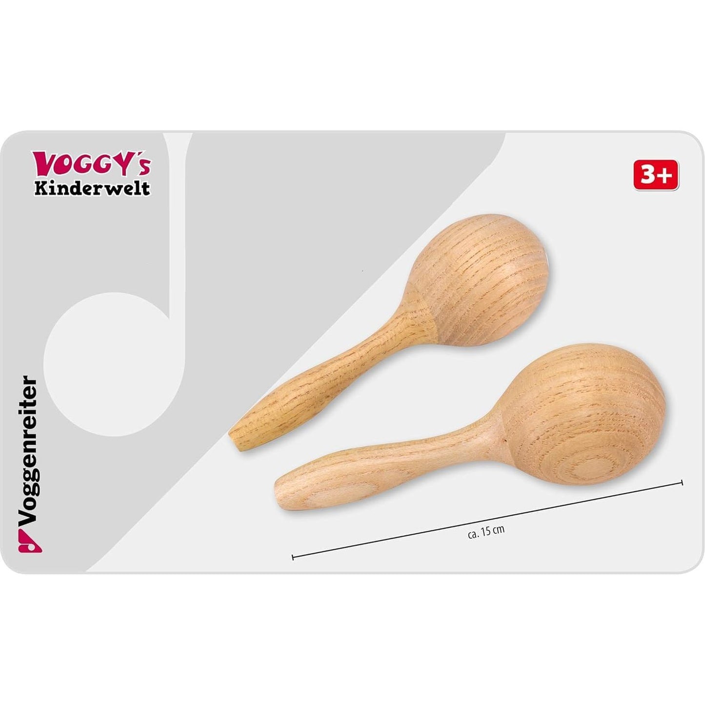 Voggy's Maracas Percussion Musical Instrument Made of Wood for Children from 3 Years - Child-Friendly Size - Medaid International