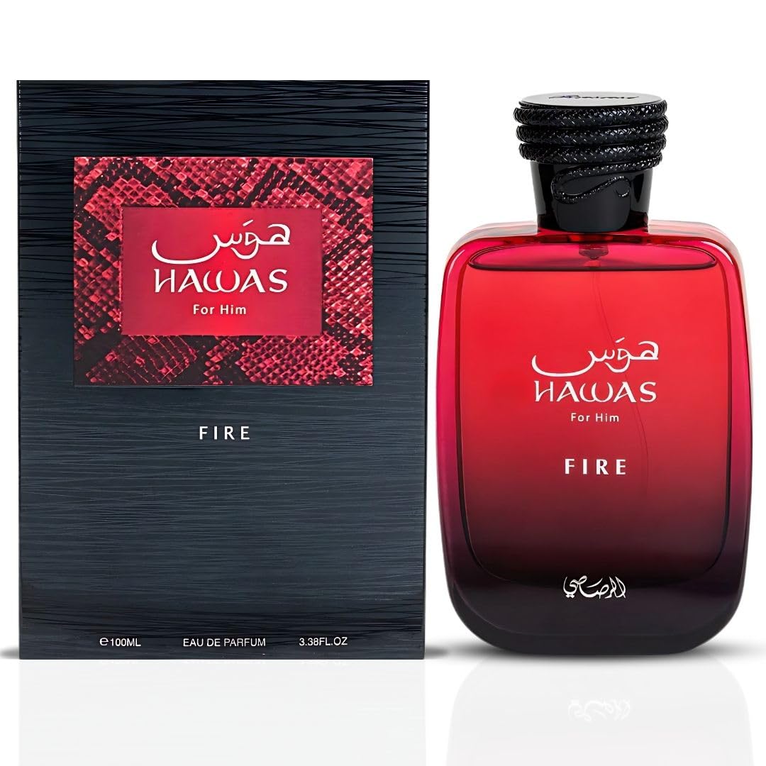 RASASI Hawas Fire Eau De Parfum Spray 100ML(3.4 Oz) - Bold Long Lasting Arabian Perfume For Men With A Fiery Essence - Indulge In A Luxurious Perfume Men That Captures Masculine Elegance And Strength - Medaid International