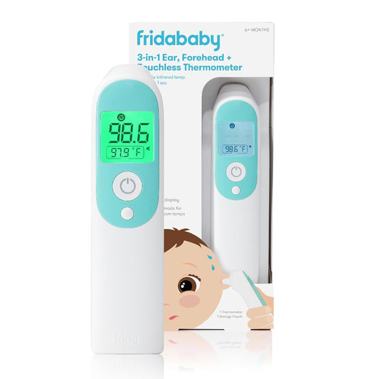 Frida Baby Infrared Thermometer 3 In 1 Ear, Forehead + Touchless For Babies, Toddlers, Adults, And Bottle Temperatures, White, 068, 5 Piece Set - Medaid - Lebanon