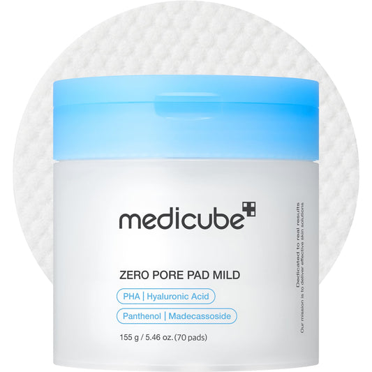 Medicube Zero Pore Pads Mild 2.0 (70 units) - Gentle Calming Toner Pads for Exfoliation, Minimizing Pores, and Blackhead Removal with PHA - Ideal for All Skin Types - Korean Skin Care - Medaid International